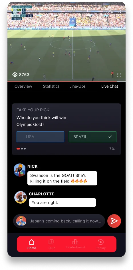 Live chat with a prediction poll