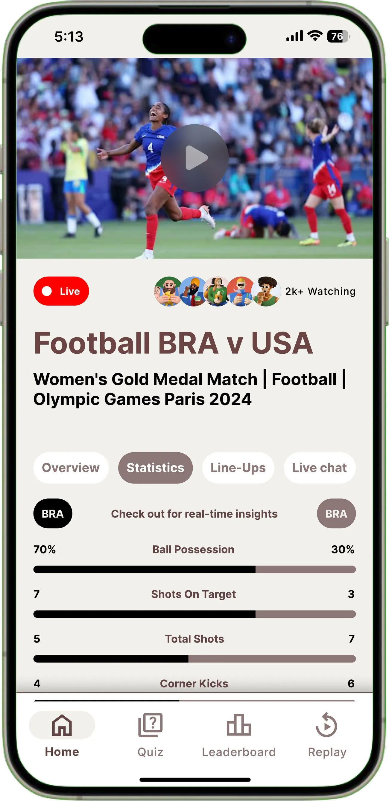 Earlier statistics screen