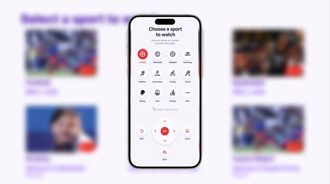 Phone used as a remote, with sport selection above a directional control cluster