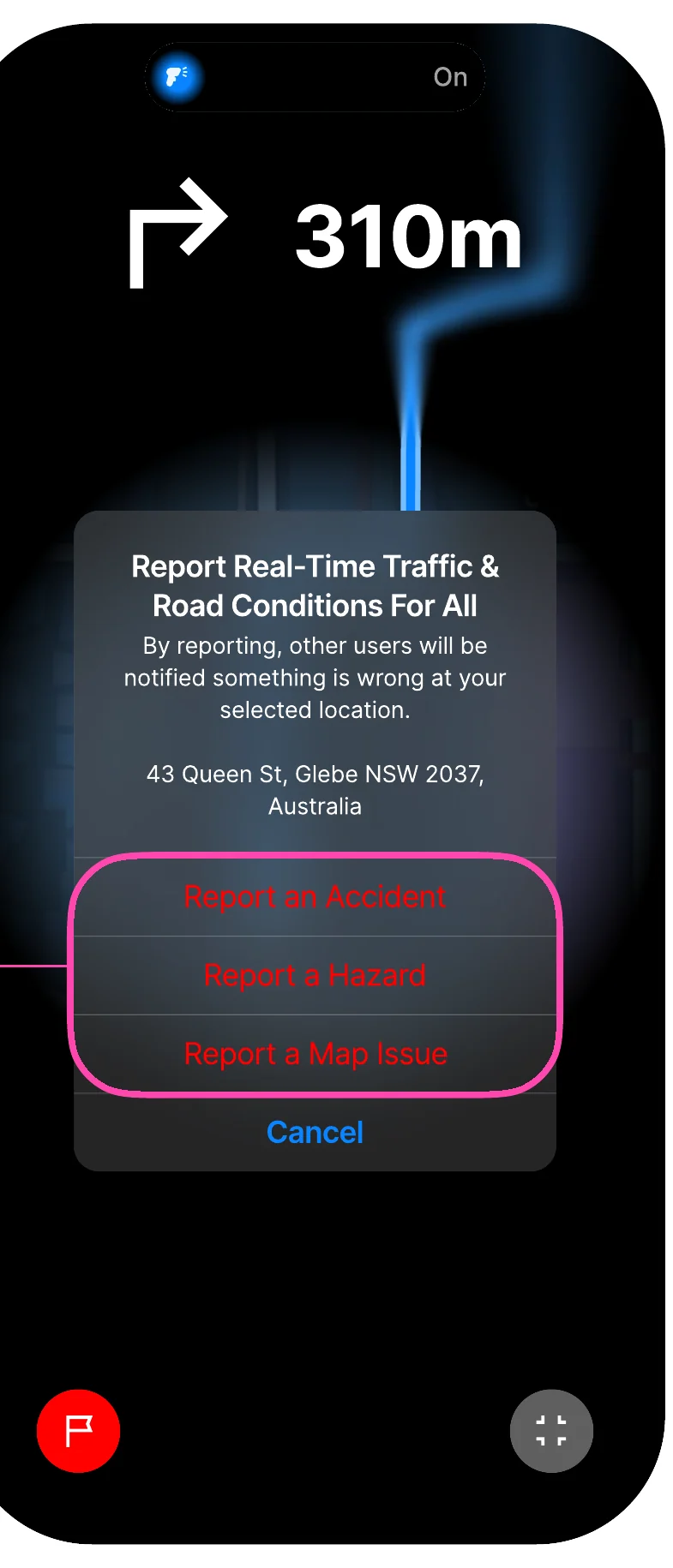 Original hazard reporting with three fixed text options